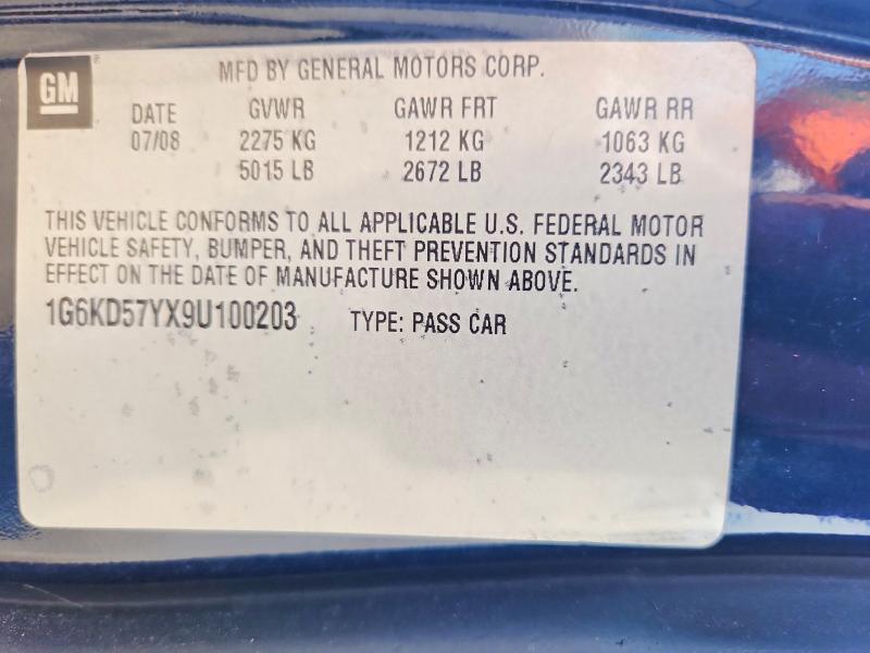 51433926 :رقم المزاد ، 1G6KD57YX9U100203 vin ، 2009 Cadillac Dts مزاد بيع