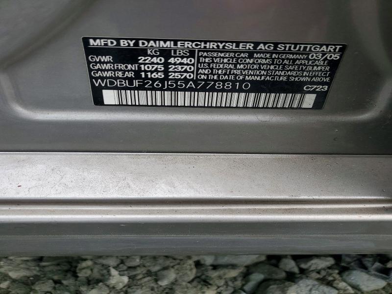 Aukcja sprzedaży 2005 Mercedes-benz E, vin: WDBUF26J55A778810, numer aukcji: 51531846