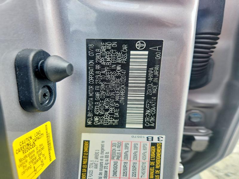 50821736 :رقم المزاد ، JTNKHMBX2K1020147 vin ، 2019 Toyota C-hr مزاد بيع