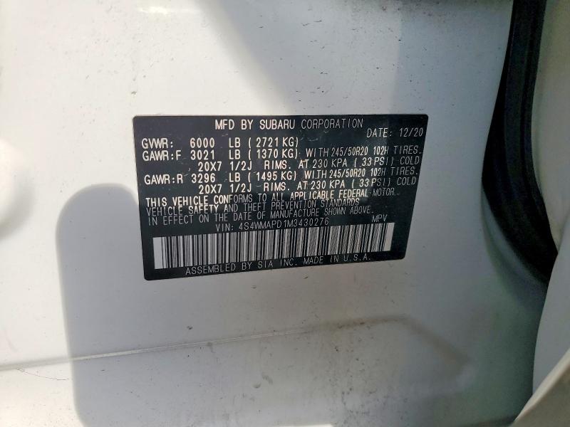 Aukcja sprzedaży 2021 Subaru Ascent, vin: 4S4WMAPD1M3430276, numer aukcji: 50902436