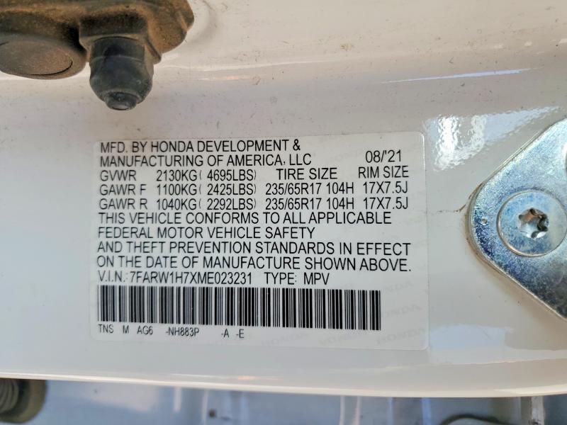49746116 :رقم المزاد ، 7FARW1H7XME023231 vin ، 2021 Honda Cr-v مزاد بيع