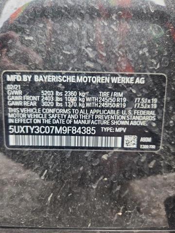48735226 :رقم المزاد ، 5UXTY3C07M9F84385 vin ، 2021 Bmw X3 مزاد بيع