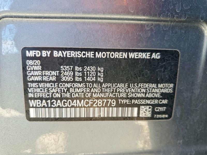 48537276 :رقم المزاد ، WBA13AG04MCF28779 vin ، 2021 Bmw 530e مزاد بيع