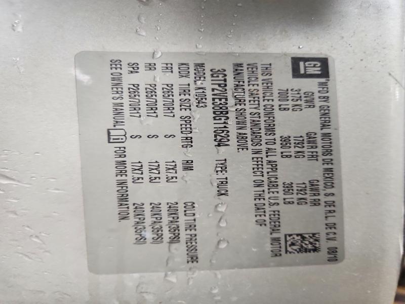 49161076 :رقم المزاد ، 3GTP2VE38BG116294 vin ، 2011 Gmc Sierra مزاد بيع