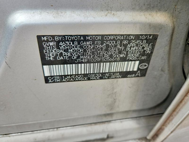Aukcja sprzedaży 2015 Lexus Is 250, vin: JTHBF1D29F5056618, numer aukcji: 48418356
