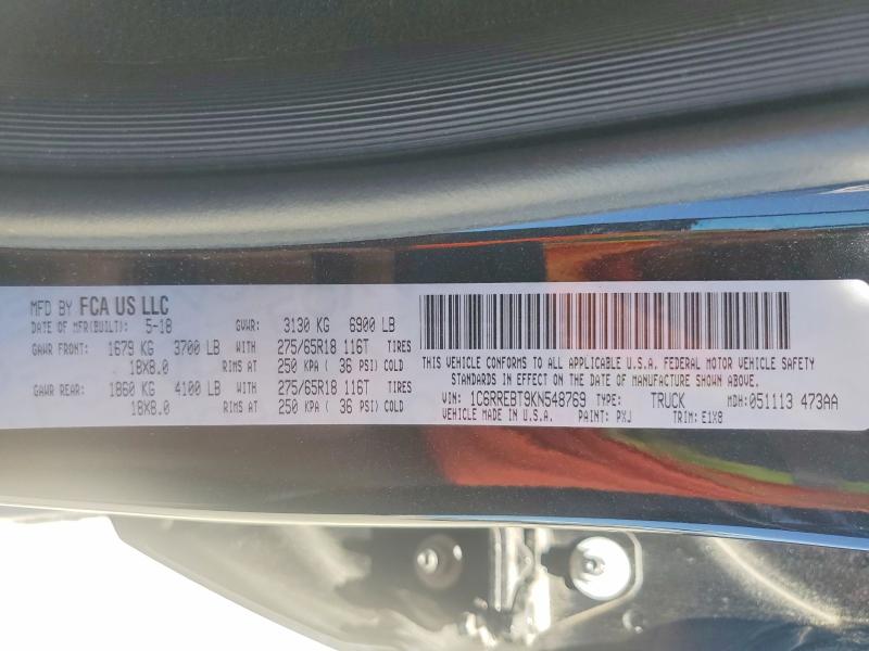 49390746 :رقم المزاد ، 1C6RREBT9KN548769 vin ، 2019 Ram 1500 مزاد بيع