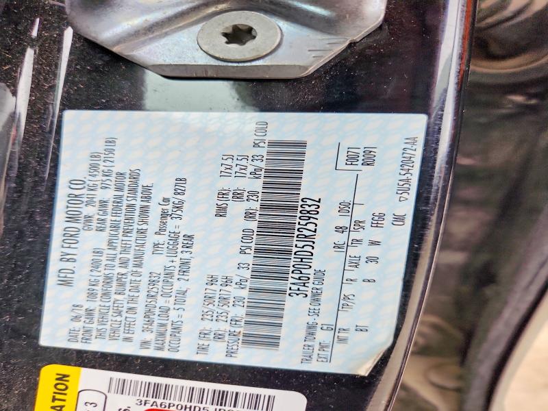 2018 Ford Fusion მანქანა იყიდება აუქციონზე, vin: 3FA6P0HD5JR259832, აუქციონის ნომერი: 48234566