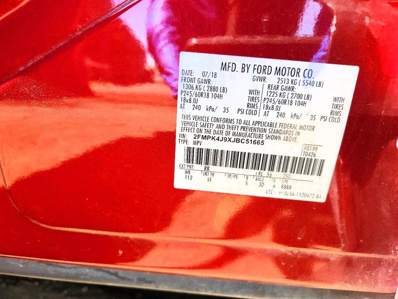 Продаж на аукціоні авто 2018 Ford Edge, vin: 2FMPK4J9XJBC51665, номер лоту: 50793216