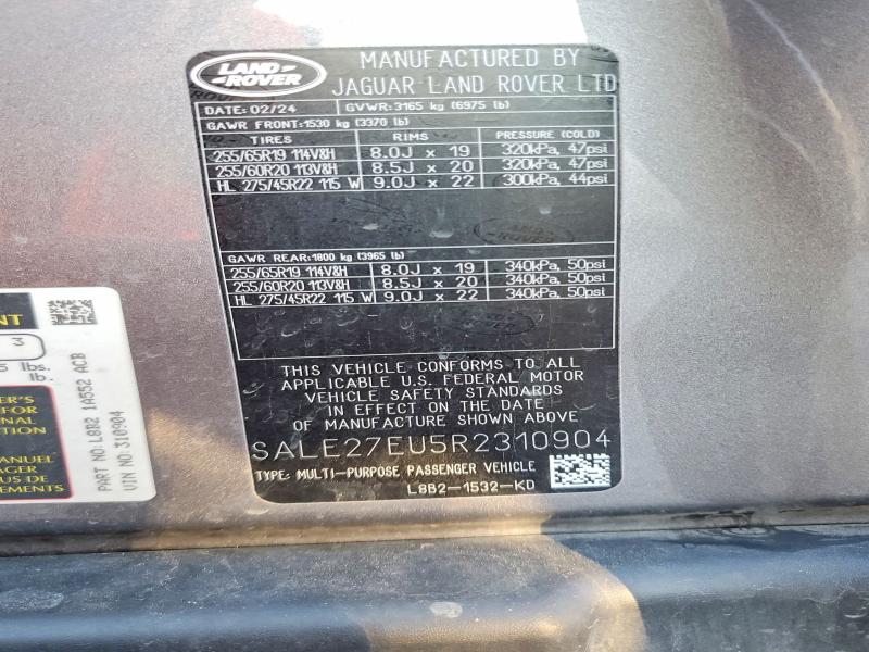 Продажа на аукционе авто 2024 Land Rover Defender, vin: SALE27EU5R2310904, номер лота: 48493806