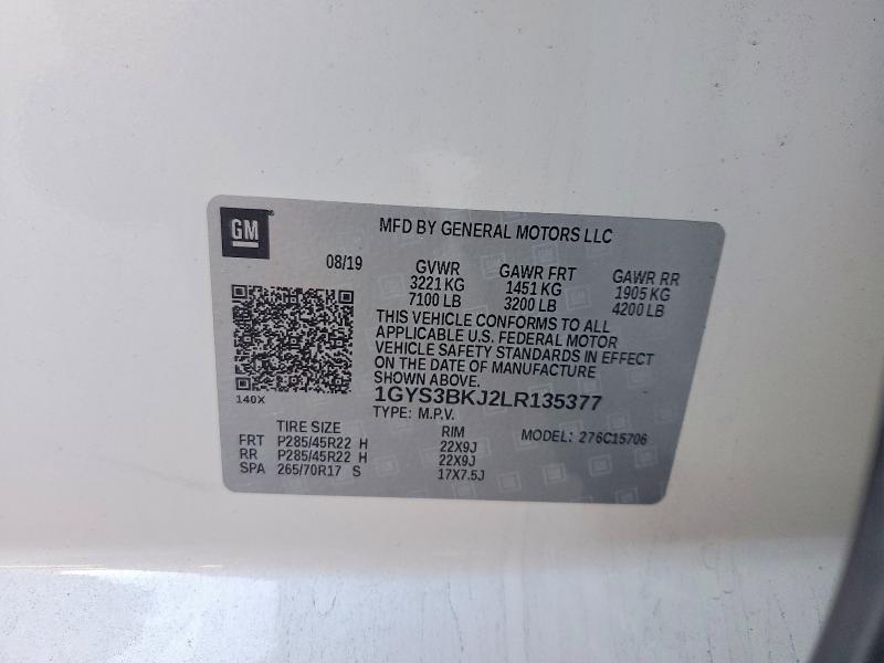 Aukcja sprzedaży 2020 Cadillac Escalade, vin: 1GYS3BKJ2LR135377, numer aukcji: 49758286