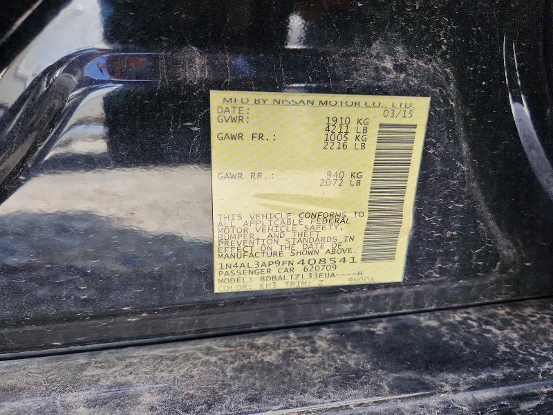 2015 Nissan Altima მანქანა იყიდება აუქციონზე, vin: 1N4AL3AP9FN408541, აუქციონის ნომერი: 50323676