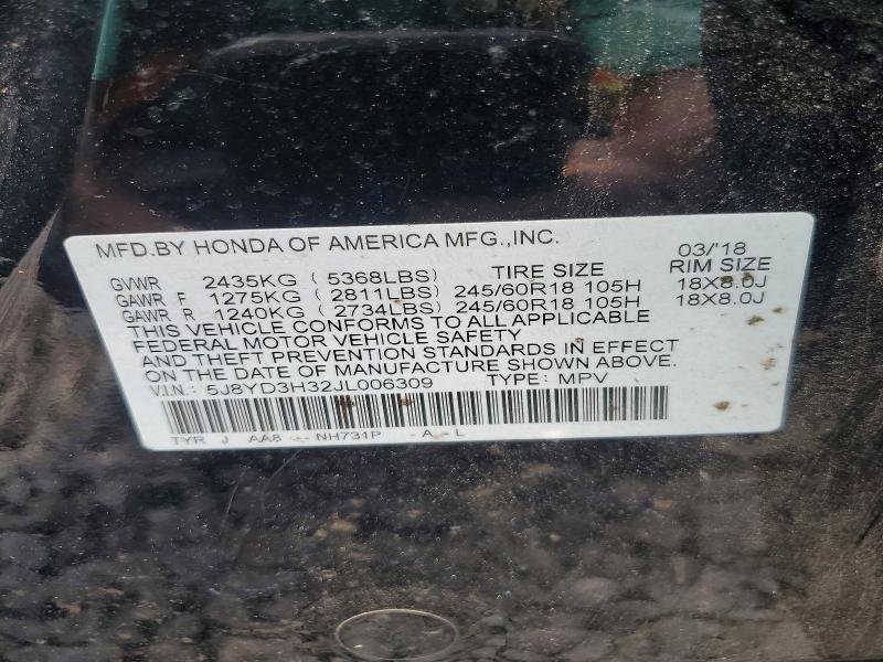 50942726 :رقم المزاد ، 5J8YD3H32JL006309 vin ، 2018 Acura Mdx مزاد بيع