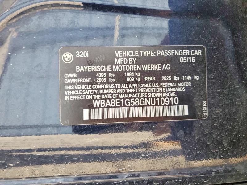 Продажа на аукционе авто 2016 Bmw 320, vin: WBA8E1G58GNU10910, номер лота: 51891916