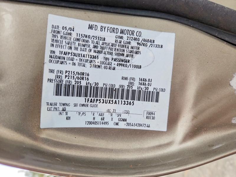 49519486 :رقم المزاد ، 1FAFP53UX5A113365 vin ، 2005 Ford Taurus مزاد بيع
