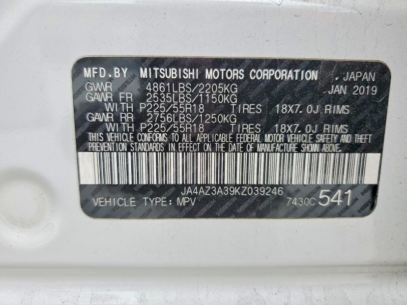 Продажа на аукционе авто 2019 Mitsubishi Outlander, vin: JA4AZ3A39KZ039246, номер лота: 50327896