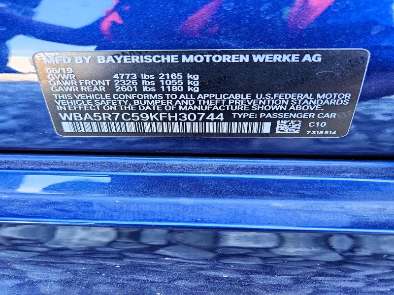 2019 Bmw 330xi მანქანა იყიდება აუქციონზე, vin: WBA5R7C59KFH30744, აუქციონის ნომერი: 49490886