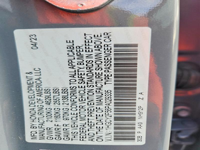 2023 Honda Accord მანქანა იყიდება აუქციონზე, vin: 1HGCY2F56PA029335, აუქციონის ნომერი: 48645646