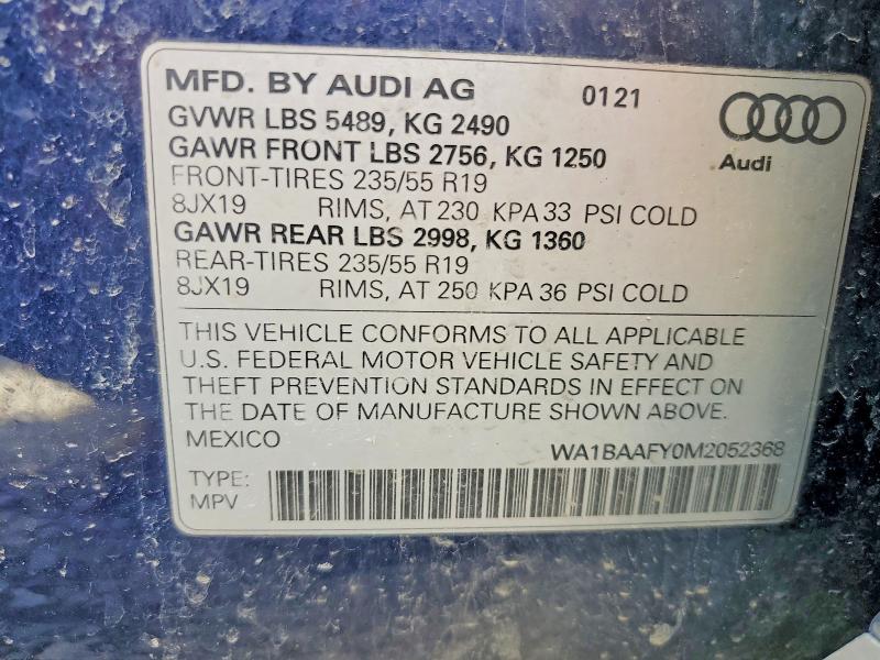48937816 :رقم المزاد ، WA1BAAFY0M2052368 vin ، 2021 Audi Q5 مزاد بيع