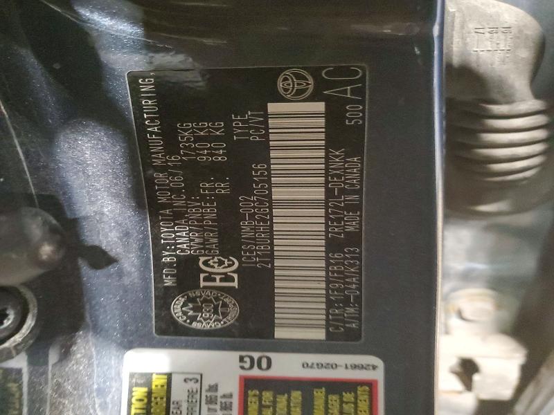 50887156 :رقم المزاد ، 2T1BURHE2GC705156 vin ، 2016 Toyota Corolla مزاد بيع