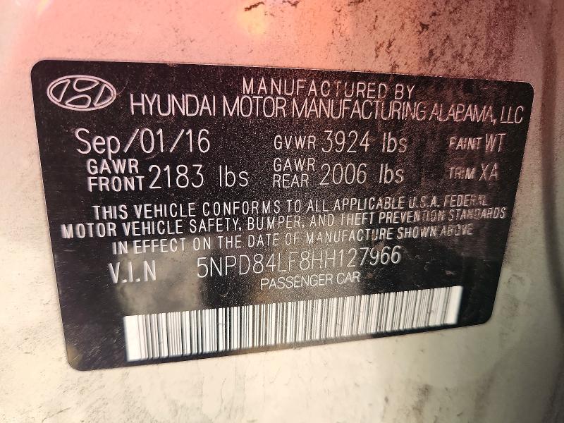 51569676 :رقم المزاد ، 5NPD84LF8HH127966 vin ، 2017 Hyundai Elantra مزاد بيع