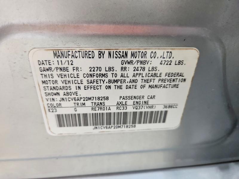 50116956 :رقم المزاد ، JN1CV6AP2DM718258 vin ، 2013 Infiniti G37 Sedan مزاد بيع