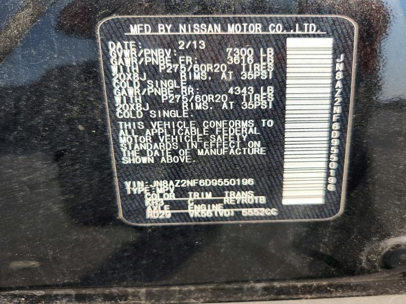51279966 :رقم المزاد ، JN8AZ2NF6D9550196 vin ، 2013 Infiniti Qx56 مزاد بيع