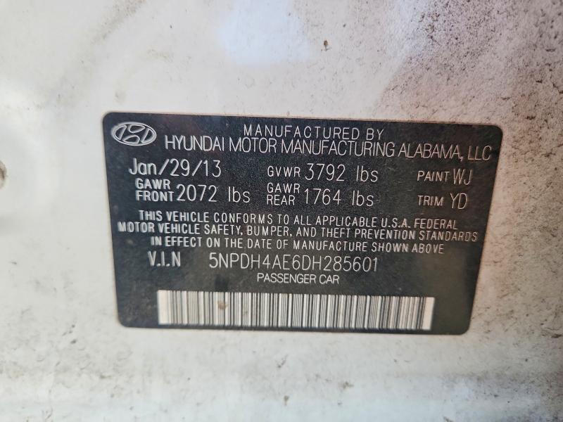 49937876 :رقم المزاد ، 5NPDH4AE6DH285601 vin ، 2013 Hyundai Elantra مزاد بيع