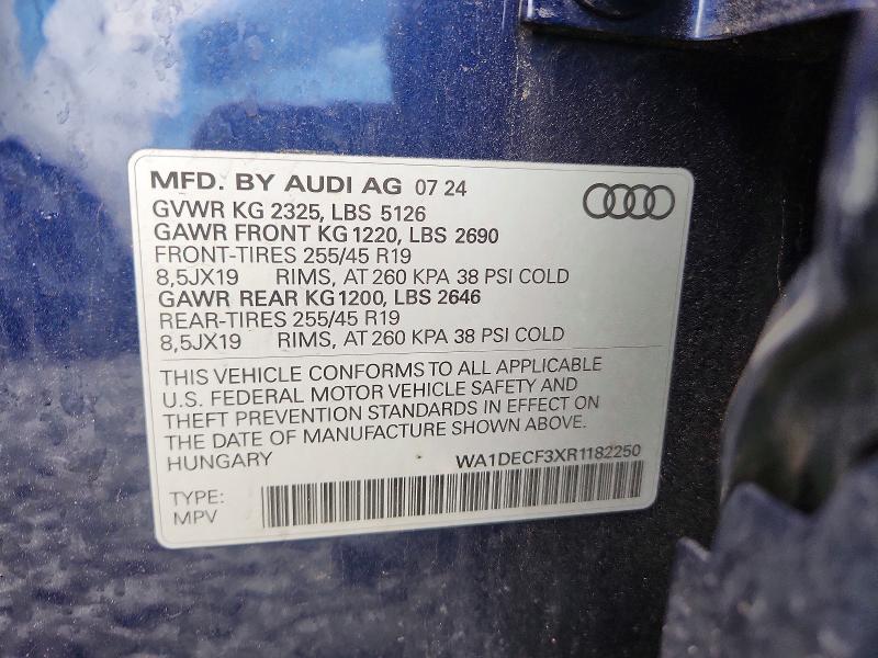 50470826 :رقم المزاد ، WA1DECF3XR1182250 vin ، 2024 Audi Q3 مزاد بيع