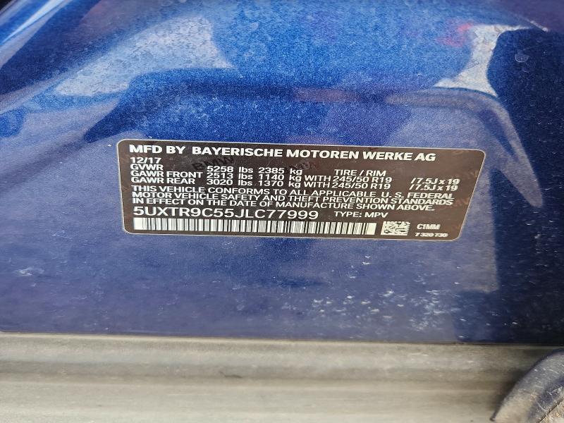 2018 Bmw X3 მანქანა იყიდება აუქციონზე, vin: 5UXTR9C55JLC77999, აუქციონის ნომერი: 51972406