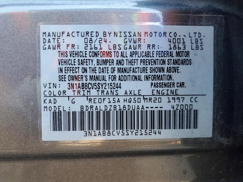 Продаж на аукціоні авто 2025 Nissan Sentra, vin: 3N1AB8CV5SY215244, номер лоту: 49018716