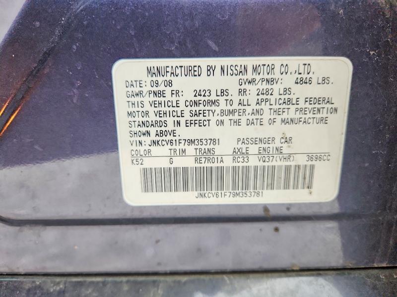 49102866 :رقم المزاد ، JNKCV61F79M353781 vin ، 2009 Infiniti G37 Sedan مزاد بيع