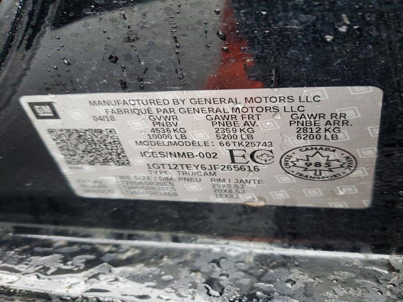 Aukcja sprzedaży 2018 Gmc Sierra, vin: 1GT12TEY6JF265616, numer aukcji: 50930986