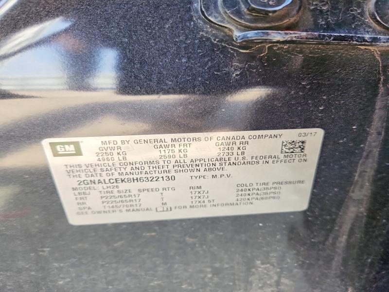 Aukcja sprzedaży 2017 Chevrolet Equinox, vin: 2GNALCEK8H6322130, numer aukcji: 51321976