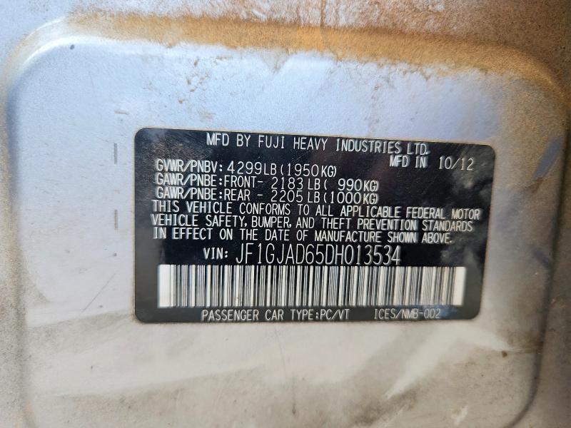 48729696 :رقم المزاد ، JF1GJAD65DH013534 vin ، 2013 Subaru Impreza مزاد بيع