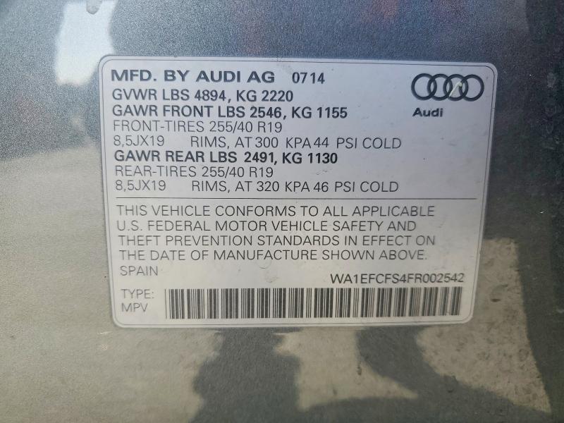 Aukcja sprzedaży 2015 Audi Q3, vin: WA1EFCFS4FR002542, numer aukcji: 51848726