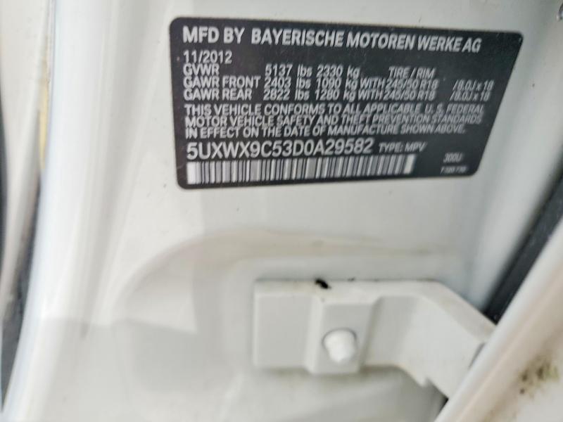 2013 Bmw X3 მანქანა იყიდება აუქციონზე, vin: 5UXWX9C53D0A29582, აუქციონის ნომერი: 51832426