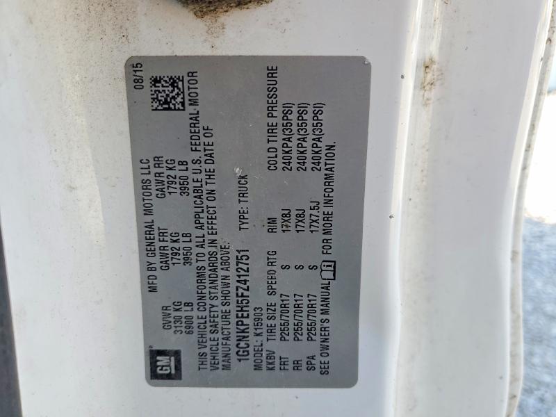 Продажа на аукционе авто 2015 Chevrolet Silverado, vin: 1GCNKPEH5FZ412751, номер лота: 50056056