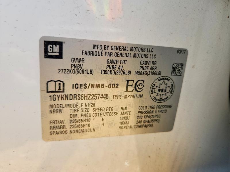 48917676 :رقم المزاد ، 1GYKNDRS6HZ257445 vin ، 2017 Cadillac Xt5 مزاد بيع