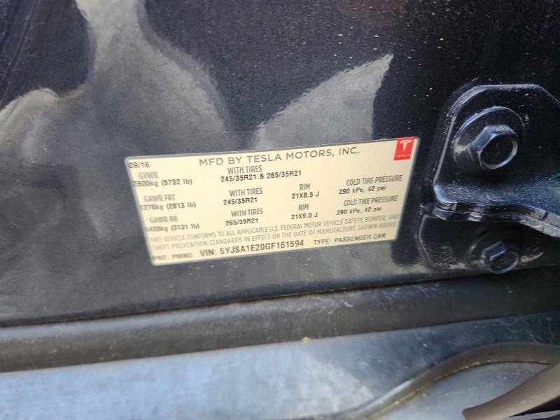 Auction sale of the 2016 Tesla Model S, vin: 5YJSA1E20GF161594, lot number: 48798416
