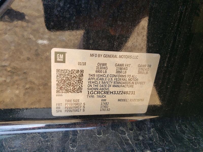 2018 Chevrolet Silverado მანქანა იყიდება აუქციონზე, vin: 1GCRCREH3JZ249231, აუქციონის ნომერი: 50791296
