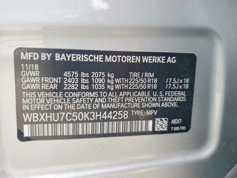 Продаж на аукціоні авто 2019 Bmw X1, vin: WBXHU7C50K3H44258, номер лоту: 51800566