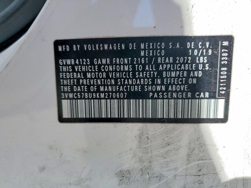 Продаж на аукціоні авто 2019 Volkswagen Jetta, vin: 3VWC57BU9KM270607, номер лоту: 50695726