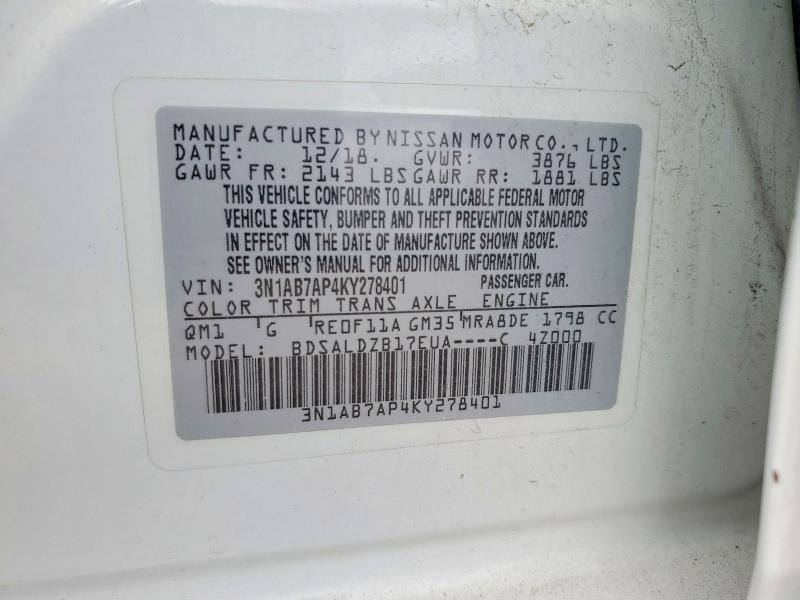 Продажа на аукционе авто 2019 Nissan Sentra, vin: 3N1AB7AP4KY278401, номер лота: 51684746