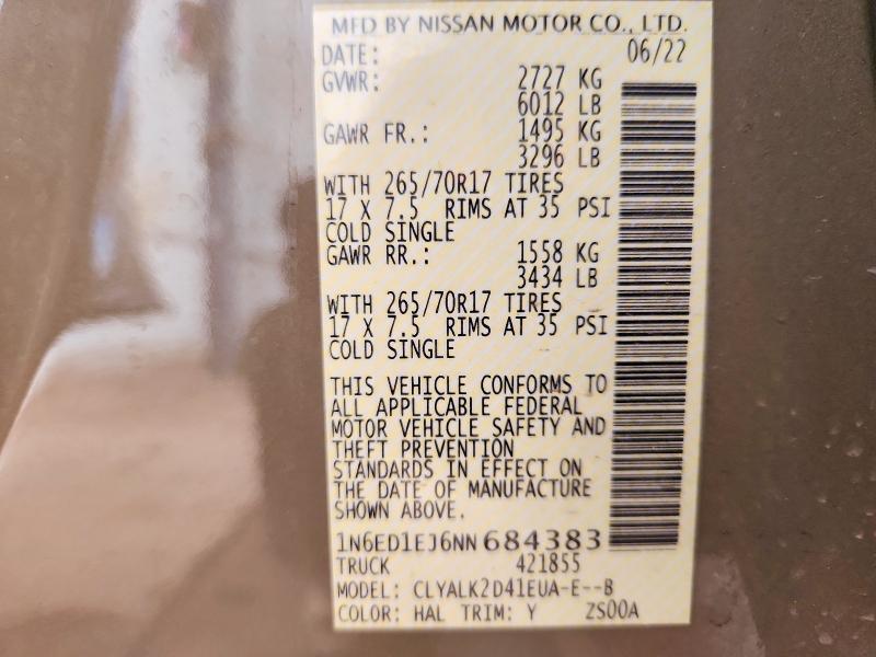 Продаж на аукціоні авто 2022 Nissan Frontier, vin: 1N6ED1EJ6NN684383, номер лоту: 50936306