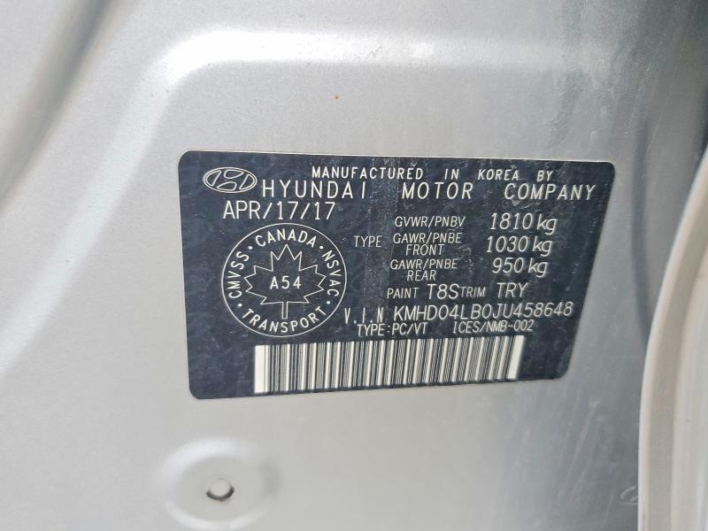 50964116 :رقم المزاد ، KMHD04LB0JU458648 vin ، 2018 Hyundai Elantra مزاد بيع