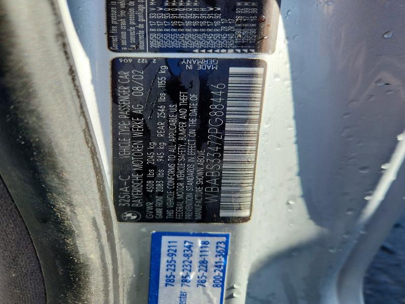 Продаж на аукціоні авто 2002 Bmw 325, vin: WBABS33472PG88446, номер лоту: 50172816