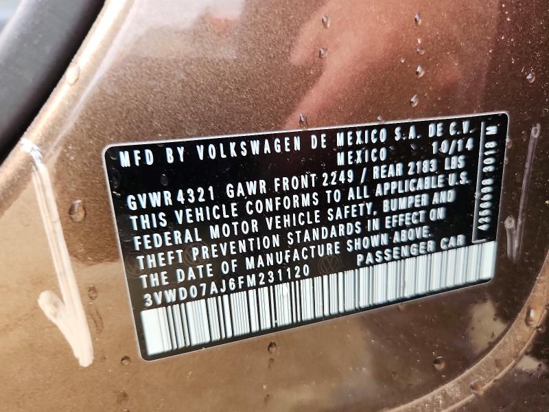 Aukcja sprzedaży 2015 Volkswagen Jetta, vin: 3VWD07AJ6FM231120, numer aukcji: 49621166
