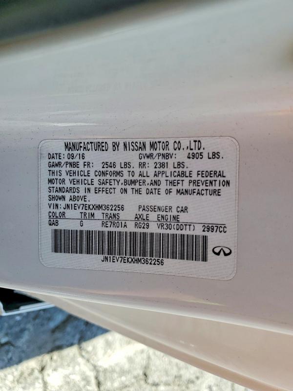 Продаж на аукціоні авто 2017 Infiniti Q60, vin: JN1EV7EKXHM362256, номер лоту: 49310666