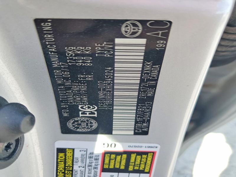 Продаж на аукціоні авто 2017 Toyota Corolla, vin: 2T1BURHEXHC945024, номер лоту: 51491066