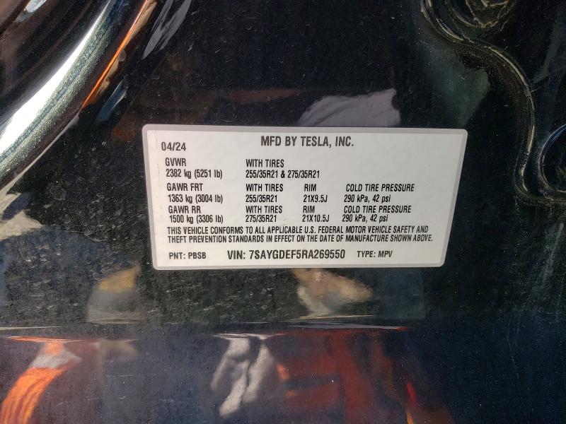 Aukcja sprzedaży 2024 Tesla Model Y, vin: 7SAYGDEF5RA269550, numer aukcji: 48675466